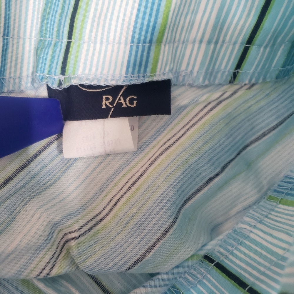 RAG Striped A Line Skirt Size 5 Blue Y2K Chevron Cotton Blend Made in USA Preppy - Picture 6 of 7